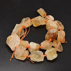 Citrine Nuggets Natural Citrine Beads Strands, 16~38x9~25x10~25mm, Hole: 1mm, about 15~17pcs/strand, 15.5 inch