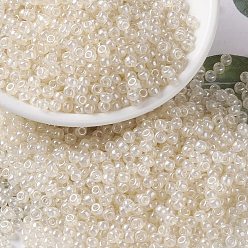 (RR3504) Transparent Pale Beige Luster MIYUKI Round Rocailles Beads, Japanese Seed Beads, (RR3504) Transparent Pale Beige Luster, 8/0, 3mm, Hole: 1mm, about 422~455pcs/bottle, 10g/bottle