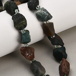 Indian Agate Natural Indian Agate Beads Strands, Raw Rough, Nuggets, with Seed Beads, 13~23x12~16x6~13mm, Hole: 1mm, about 11~13pcs/strand, 7.44''(18.9cm)~7.99''(20.3cm)
