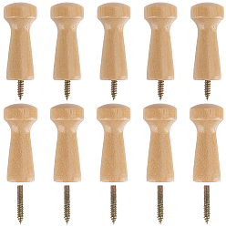 BurlyWood Wood Coat Hook, Wall Mounted Hooks, with Screw, BurlyWood, 48x21mm