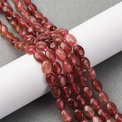 Клубничный Кварц Природного кварца клубники нитей бисера, Плоско-овальные, 8x6x4 мм, отверстие : 0.9 мм, около 49 шт / нитка, 14.80'' (37.6 см)