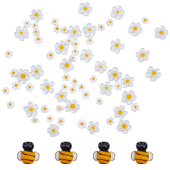 (52) Непрозрачная лаванда Бусины ручной работы из стекла миллефиори/лэмпворк, цветок/пчелы, разноцветные, 5.5~16x5.5~16.5x2.5~11.2 мм, отверстие : 1~1.4 мм, 80 шт / комплект