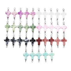 Нержавеющая Сталь Цвет 35 шт. 7 цвета двухцветные крестообразные акриловые соединительные подвески, с 304 фурнитурой из нержавеющей стали, разноцветные, цвет нержавеющей стали, 28x12x4.5 мм, отверстие : 1.8~3 мм, 5 шт / цвет