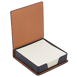Black PU Leather & Plastic Memo Note Pad Holder, Memo Storage Box, with 160 Sheets Memo, for Office & School Supplies, Square, Black, 102x106x28mm