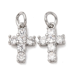 Платина Латунные микро проложить кубического циркония подвески, крест прелести, с целью перехода в кольце, стойки покрытие, долговечный, платина, 12.5x8x3.5 мм, отверстие : 3 мм