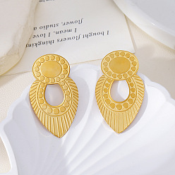 Teardrop 304 boucles d'oreille en acier inoxydable, or, larme, 47x27mm