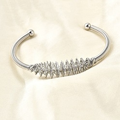 Нержавеющая Сталь Цвет 304 открытые браслеты-манжеты из нержавеющей стали, браслеты из проволоки для женщин, цвет нержавеющей стали, 1/8 дюйм (0.4 см) ~ 1/2 дюйм (1.2 см), внутренний диаметр: 1-3/4x2-5/8 дюйм (4.6x6.8 см)