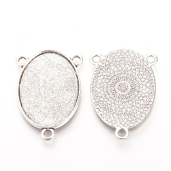 Античное Серебро Настройки разъем сплава кабошон тибетском стиле, без кадмия и без свинца, овальные, античное серебро, лоток : 18x25 мм, 31x23x2 мм, отверстие : 3 мм