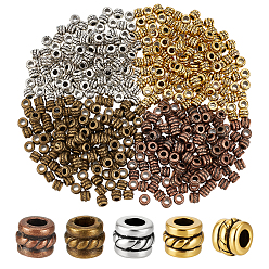 (52) Непрозрачная лаванда 400шт 4 цвета тибетского сплава разделительные бусины, колонка, разноцветные, 5x4 мм, отверстие : 2.2 мм, 100 шт / цвет