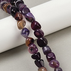Фиолетовый Природный агат бисер нитей, окрашенная и подогревом, упавший камень, самородки, фиолетовые, 7~11x7~13 мм, отверстие : 0.8~1 мм, около 38 шт / нитка, 15.35 дюйм (39 см)