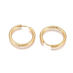 Golden Ion Plating(IP) 304 Stainless Steel Huggie Hoop Earrings, with 316 Surgical Stainless Steel Pin, Ring, Golden, 23x2.5mm, 10 Gauge, Pin: 0.9mm