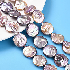 чертополох Натуральный жемчуг в стиле барокко кеши, зарождающаяся жемчужина, плоско-круглые, чертополох, 19~23x18~21x4~10.5 мм, отверстие : 0.7 мм, около 18 шт / нитка, 14.96~15.6'' (38~39 см)