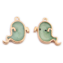 Темный Морско-зеленый Подвески из сплава с эмалью на тему Хэллоуина, призрак, темно-зеленый, 20x18 мм