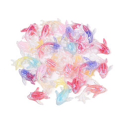 (52) Непрозрачная лаванда Светящиеся кабошоны из прозрачной смолы, рыба, с блеском порошок, светится в темноте, разноцветные, 15x8x3.5 мм