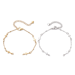 Золотой & Цвет Нержавеющей Стали 2 шт. 2 цвета 304 наборы для изготовления браслетов из цепочек с поперечными связями из нержавеющей стали, золотые и нержавеющая сталь цвет, 6-1/2 дюйм (16.6 см), 1 шт / цвет