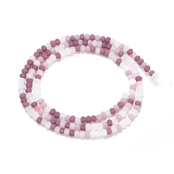 Old Rose Faceted Glass Beads Strands, Frosted, Rondelle, Old Rose, 2.5~3.2x1.8~2.6mm, Hole: 0.8mm, about 185~186pcs/Strand, 15.55~15.75 inch(39.5~40cm)
