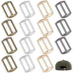 (52) Непрозрачная лаванда 32шт. 4 цвета сплава три-скользящие регулировочные пряжки, регулируемые застежки, для ремня кожаный ремень сумка для ремня, прямоугольные, разноцветные, 21.5~25x13~15.5 мм, отверстие : 17~17.5 мм, 8 шт / цвет