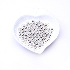 Серебро Латунные бусины, долговечный, круглые, серебряные, 1/8 дюйм (3 мм), отверстие : 1 мм