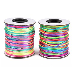 Разноцветный Нейлоновый шнур, атласный шнур, для изготовления украшений из бисера, китайское вязание, красочный, 2 мм, около 50 ярдов / рулон (150 футов / рулон)