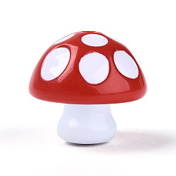 (123L) Белый крем непрозрачный блеск 2 шт. непрозрачные акриловые эмалевые бусины, гриб, огнеупорный кирпич, 22.5x24.5 мм, отверстие : 2.5 мм