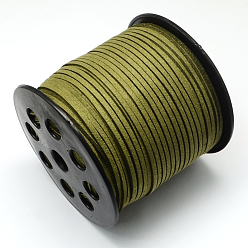 Olive Drab Eco-Friendly Faux Suede Cord, Faux Suede Lace, Olive Drab, 3.0x1.4mm, about 98.42 yards(90m)/roll