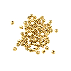 Golden Messing Perlen, langlebig überzogen, Runde, golden, 7x6.5 mm, Bohrung: 1.8 mm, 100 Stück / Set