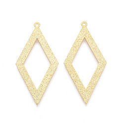 Настоящее золото 18K Латунные подвески, без никеля , ромб, реальный 18 k позолоченный, 41.5x20x0.5 мм, отверстие : 1.2 мм