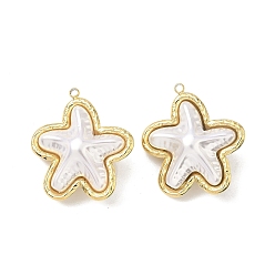 Морская звезда 304 подвески из нержавеющей стали с жемчужными подвесками из АБС-пластика, вакуумные покрытия, реальный 18 k позолоченный, морская звезда, 25.5x23.5x10.5 мм, отверстие : 1.6 мм