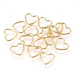 Golden 304 Stainless Steel Open Jump Rings, Heart, Golden, 24 Gauge, 10x9x0.5mm, Inner Diameter: 6x8mm