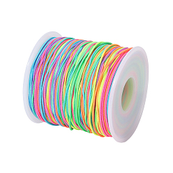 Разноцветный Сегментированный окрашенный круглый полиэстеровый эластичный шнур, с катушкой, красочный, 0.8~1 мм, около 109.36 ярдов (100 м) / рулон