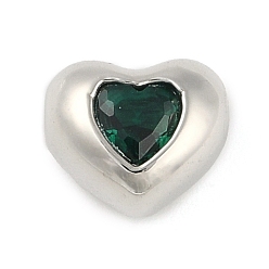 чирок Латунные микро проложить кубического циркония бусы, сердце, зелено-синие, 7x8x5 мм, отверстие : 1.2 мм