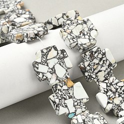 Синтетическая Бирюза Окрашенные синтетические бирюзовые бусы нити, крестик, 25~25.5x24.5~25.5x6~6.5 мм, отверстие : 1 мм, около 15 шт / нитка, 15.08~15.16'' (38.3~38.5 см)