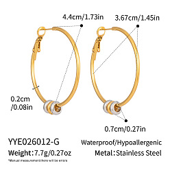Golden 304 Stainless Steel Big Hoop Earrings for Women, Golden, 44x36.7x2mm