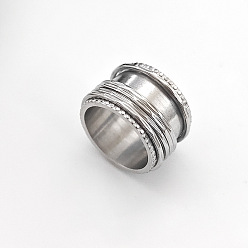 Нержавеющая Сталь Цвет Ретро вращающиеся 304 кольца из нержавеющей стали, Кольцо-спиннер для успокоения беспокойства, медитации, цвет нержавеющей стали, размер США 8 (18.1 мм)