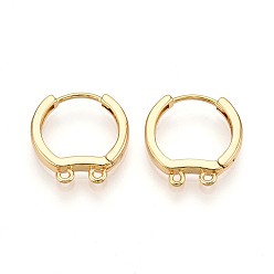 Настоящее золото 18K Латунная серьга-кольцо, без свинца, без никеля и без кадмия, кольцо, реальный 18 k позолоченный, 16.5x16x2.5 мм, отверстие : 1.2 мм, штифты : 0.9 мм