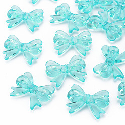 Светло-Синий Прозрачные акриловые бусины, бантом, голубой, 23x29.5x6 мм, отверстие : 1.6 мм, Около 293 шт / 500 г