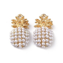 Белый Подвески с фруктами из позолоченного сплава и смолы, ананасовые прелести, без кадмия и без свинца, никель, белые, 23x12x6 мм, отверстие : 1.8 мм