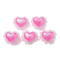 Peachpuff Imitationsperlen aus Kunstperlen und Polymerclay (Rot, Weiß, Schwarz, Wasser, Wasser), Herz & Rose, peachpuff, 22.5~24x27~29x23~24 mm, Bohrung: 2~3 mm