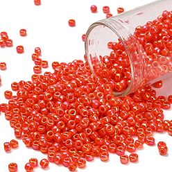 (410) Opaque AB Pumpkin Тохо 8/0 круглые бусины, японский бисер, (410) непрозрачная тыква, 3 мм, отверстие : 1 мм, Около 10000 шт / фунт