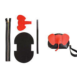 Черный Набор для кошелька-молнии в виде слона своими руками, включая материалы для сумок из коровьей кожи, чёрные, 130x90 мм