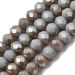 Серый Стеклянные бусины с гальваническим покрытием , с половиным покрытием цвета радуги, граненые, рондель, серые, 3x2 мм, отверстие : 0.8~1 мм, около 135~140 шт / нитка, 11.81~13.38 дюйм (30~34 см)