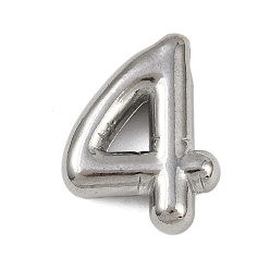 Number 304 подвески из нержавеющей стали, фигурные подвески, цвет нержавеющей стали, число 4, 20.5x16x5.5 мм, отверстие : 3x2 мм