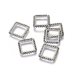 Slate Gray MIYUKI & TOHO Handmade Japanese Seed Beads, with 304 Stainless Steel Link Rings, Loom Pattern, Square, Silver, Slate Gray, 15x15x1.8~2mm