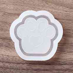 Белый Формы для встряхивания, Силиконовые формы с принтом кошачьей лапы своими руками, формы для литья смолы, для уф-смолы, изготовление изделий из эпоксидной смолы, белые, 59x62x11 мм, внутренний диаметр: 48x53 мм