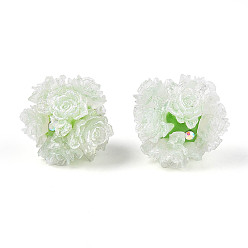 Нектар Бусины из полимерной глины со стразами и рельефными смоляными розами, для телефонных цепей, кукольные брелоки и украшения для сумок, нектар, 22~26 мм, отверстие : 2~2.5 мм