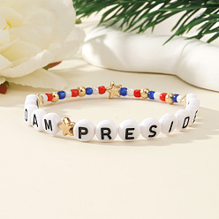 Белый Пластиковые браслеты из бусин с надписью «Мадам президент», белые