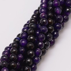 Индиго Природные Агат бисера нити, окрашенные, граненые, круглые, индиговые, 6 мм, отверстие : 1 мм, около 56~58 шт / нитка, 14 дюйм
