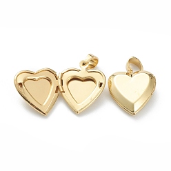 Real 18K Gold Plated Brass Locket Pendants, Photo Frame Pendants for Necklaces, Long-Lasting Plated, Heart, Real 18K Gold Plated, 21.5x17x4.5mm, Hole: 5x4mm, 10x9.5mm Inner Diameter