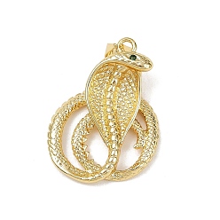 Настоящее золото 18K Латунные микро проложить кубического циркония подвески, без кадмия и без свинца, змея, реальный 18 k позолоченный, 27.5x20x8 мм, отверстие : 3.5x3.5 мм