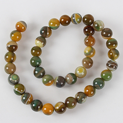 Yellow Green Natural Gemstone Agate Round Bead Strands, Dyed, Yellow Green, 10mm, Hole: 1mm, about 38pcs/strand, 14.96 inch